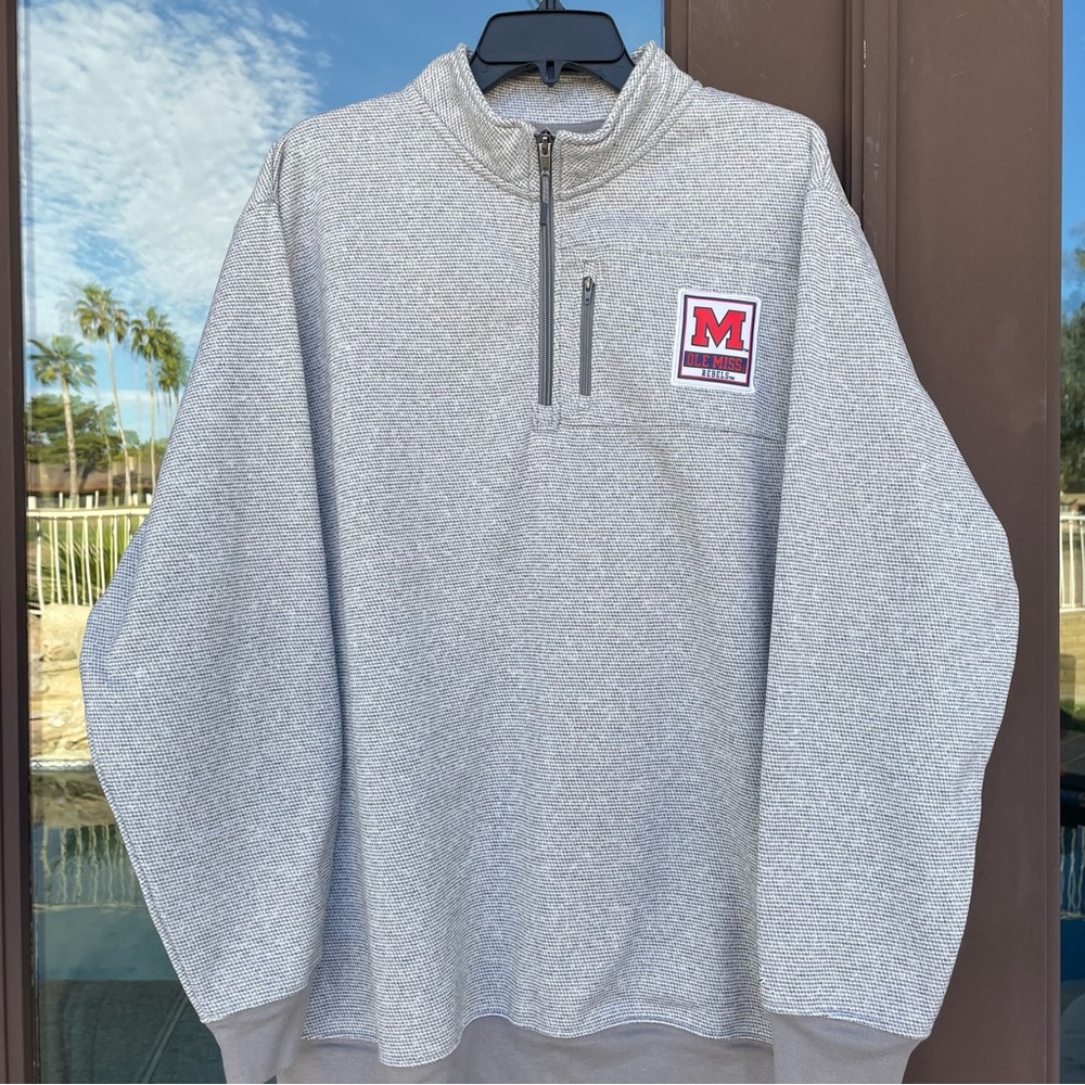Champion Ole Miss Rebels Grey/White 1/4-Zip Fleece Pullover XL - Picture 9 of 13